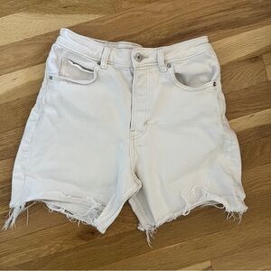 Women’s White Distressed Denim Shorts